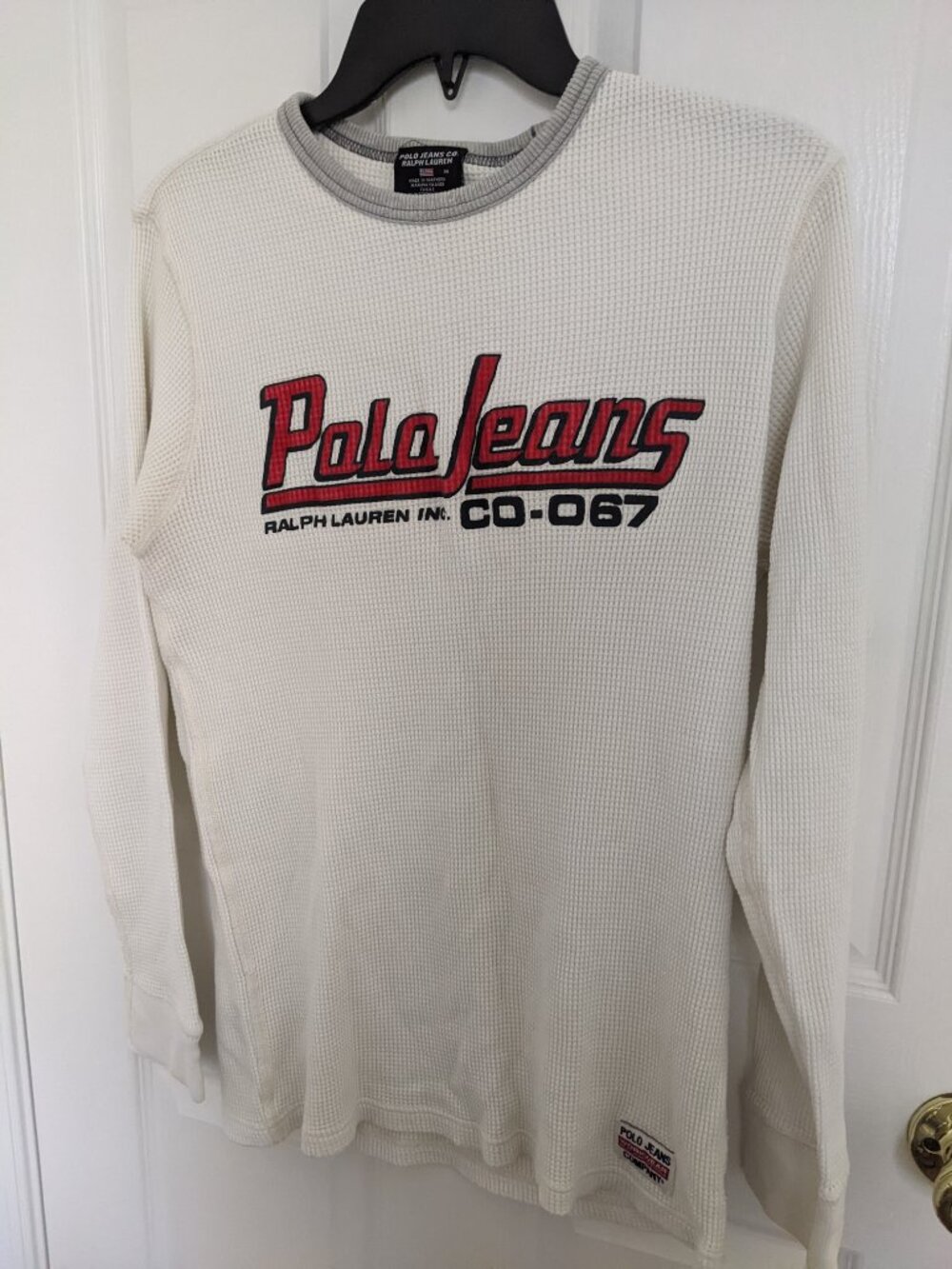 RALPH LAUREN POLO JEANS CO. MEN LONG SLEEVE WAFFLE THERMAL SHIRT IVORY SIZE M - Picture 1 of 5